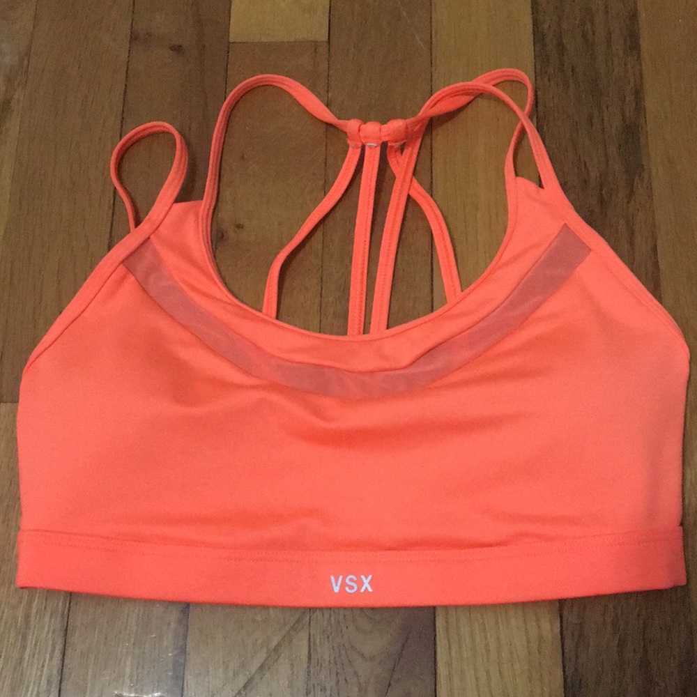 NEVER WORN VSX bright orange mesh sports bra